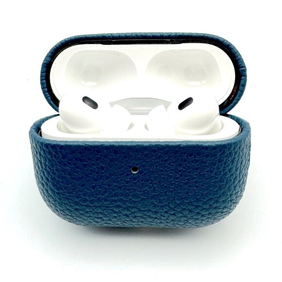 NWT PEACOCK BLUE Pebble Leather Case for Apple Airpods Pro 2 - Picture 2 of 7